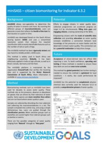 Front page of a technical note on using miniSASS methods for SDG 6.3.2 reporting