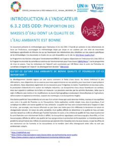 Première page du document d'introduction de l'indicateur ODD 6.3.2