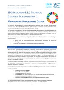Front page of the technical guidance document on monitoring programme design for SDG 6.3.2