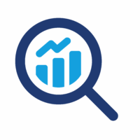 Magnifying glass over data, representing the level 1 template for SDG 6.3.2 reporting