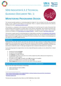 front page of the technical guidance document on monitoring programme design for sdg indicator 6 3 2
