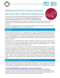 frontpage of the technical guidance documet on biological monitoring for sdg indicator 6 3 2